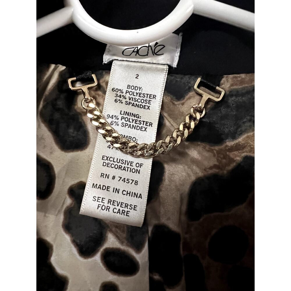 Cache Blazer with Corset Back, Lace and Animal Print Interior Sz 2 - Picture 5 of 7